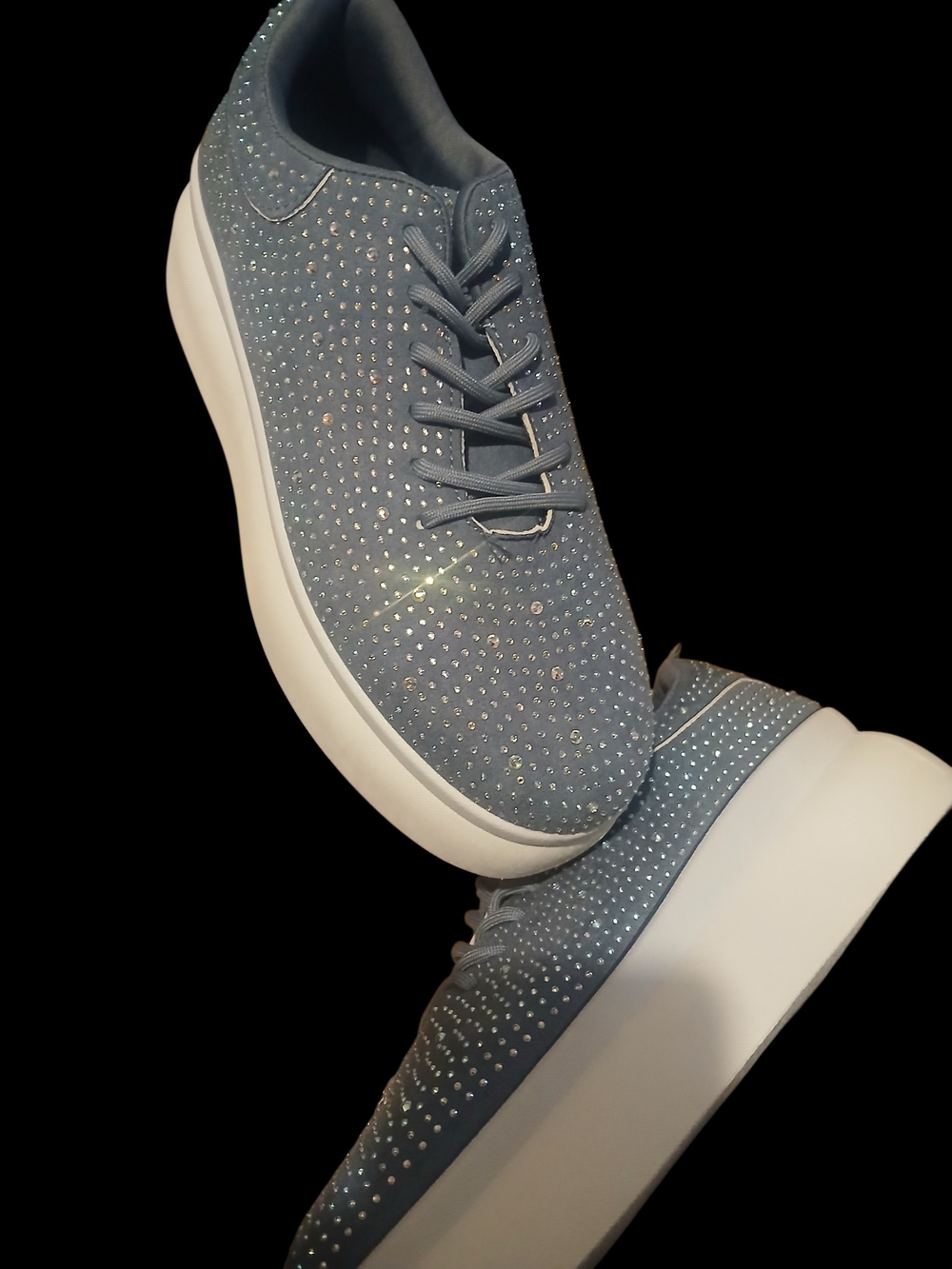 Light Blue Rhinestone Platform Sneakers New Size 12